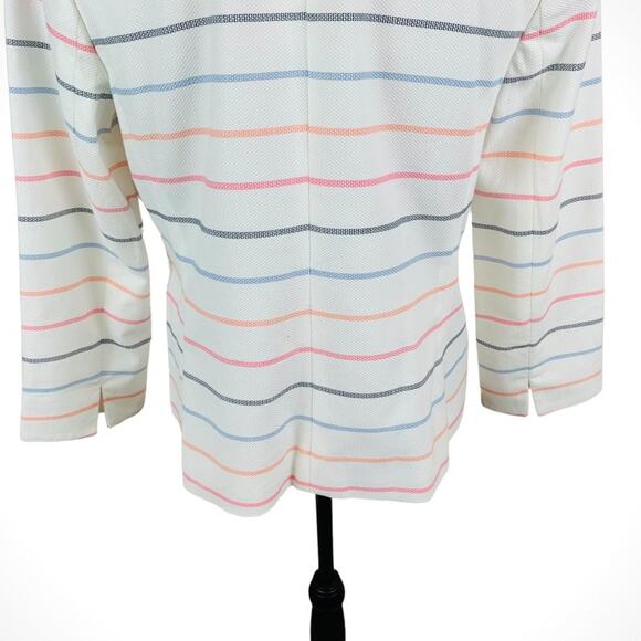 Talbots Womens White Striped Blazer Size 8 Petite Business Career NWT Multicolor - Picture 7 of 11